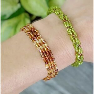 Boho Chic Beaded Herringbone Bracelet, Seed Bead Jewelry, Handmade Artisan